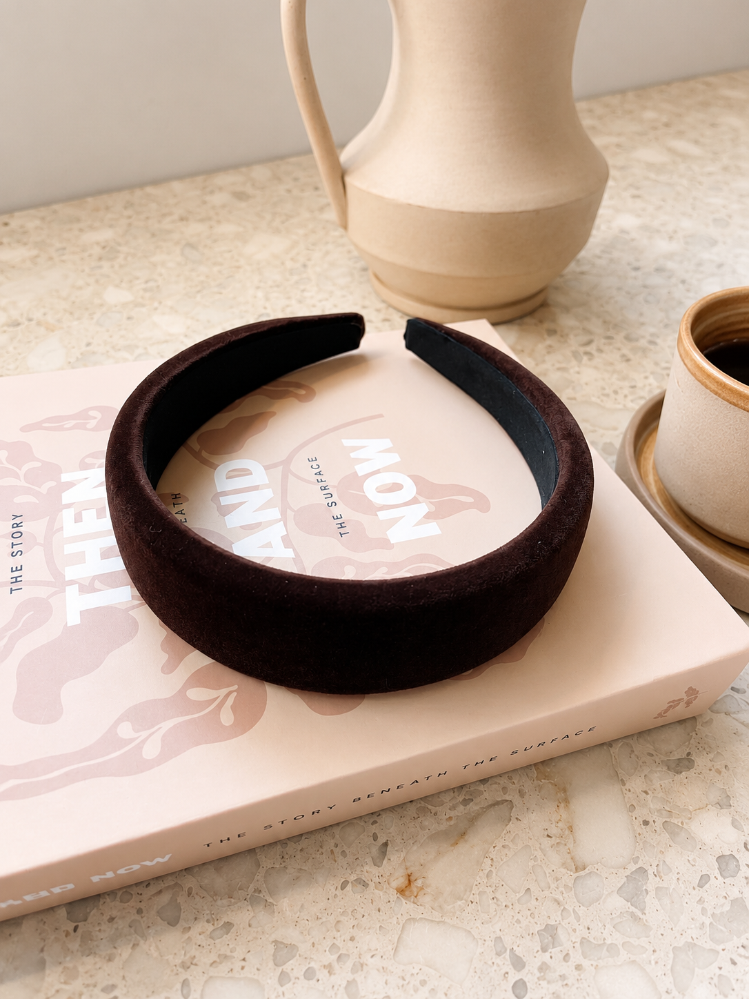 Velvet Padded Headband - Chocolate
