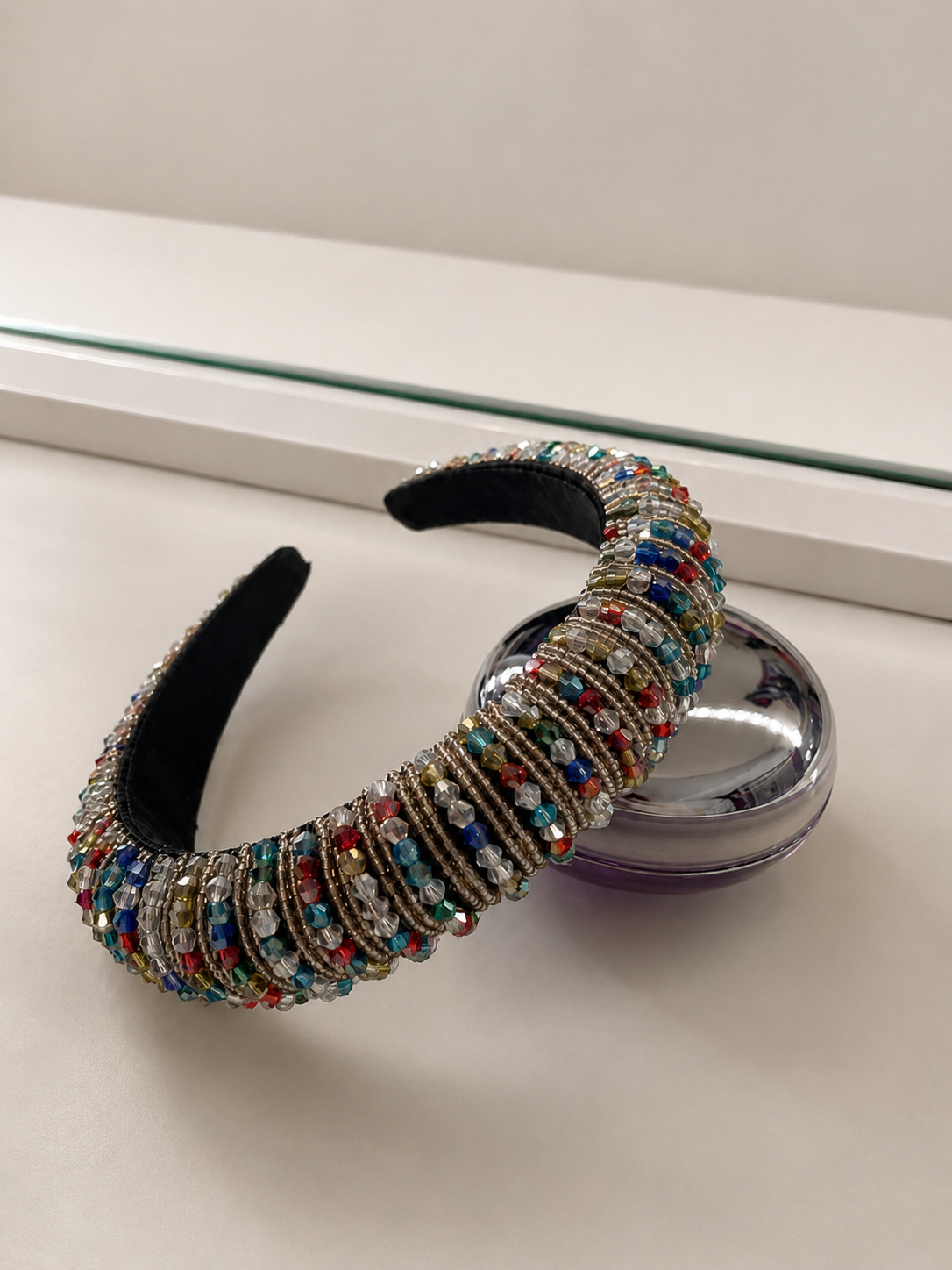 Crystal Beaded Headband - Rainbow