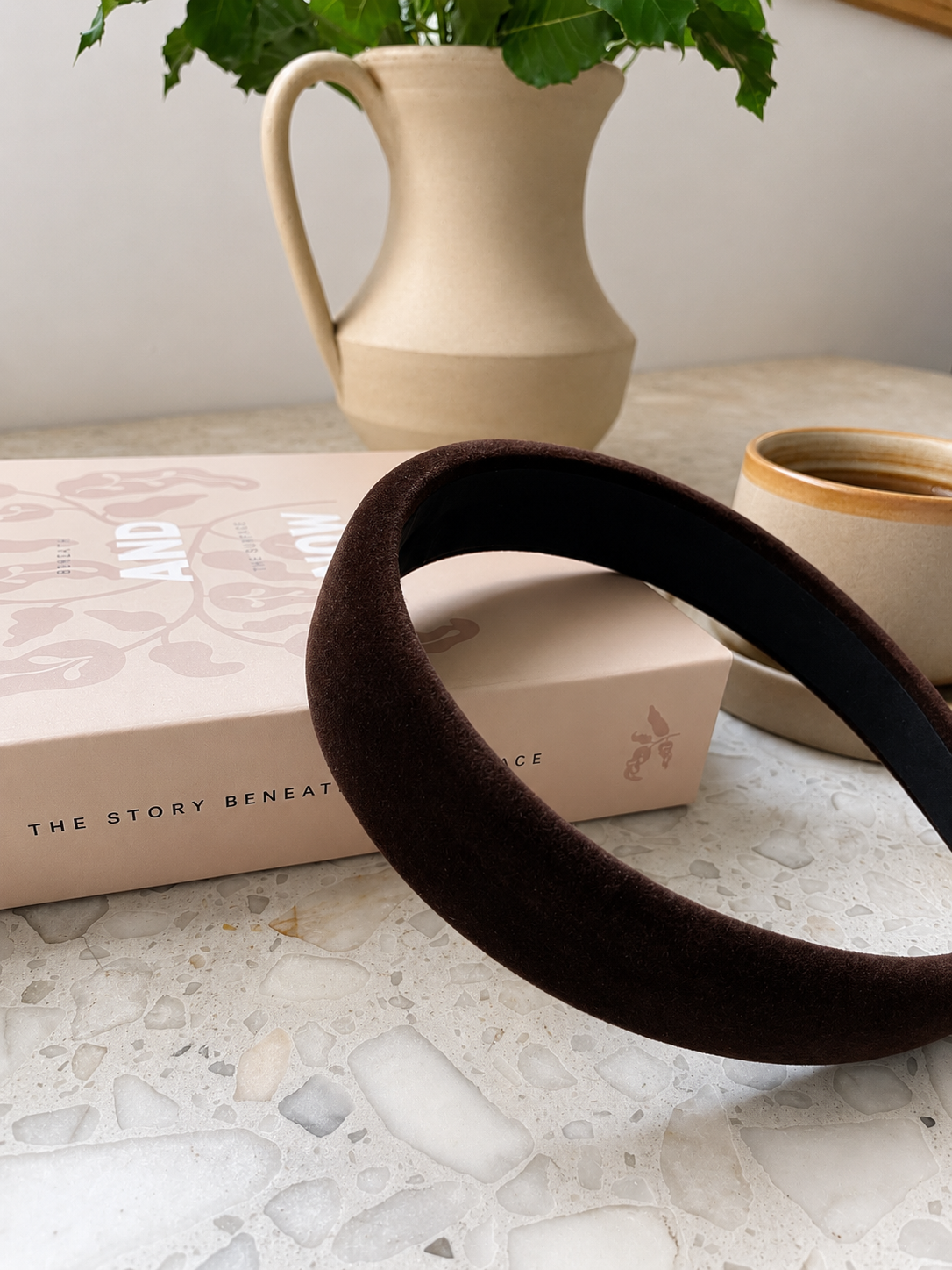 Velvet Padded Headband - Chocolate