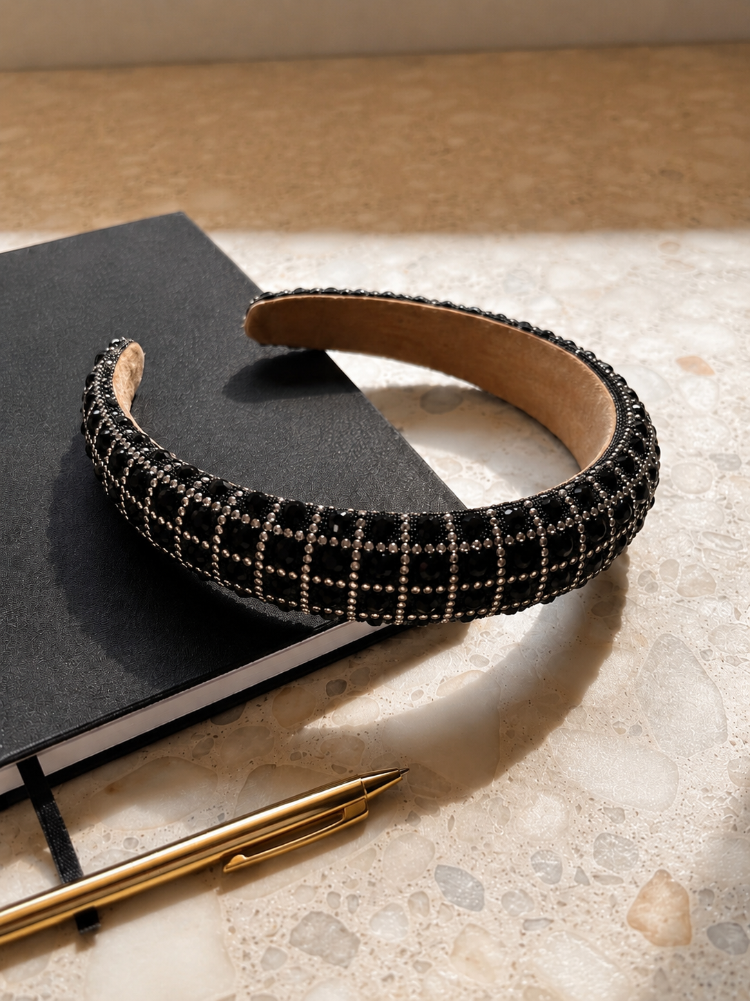 Crystal Grid Headband - Black