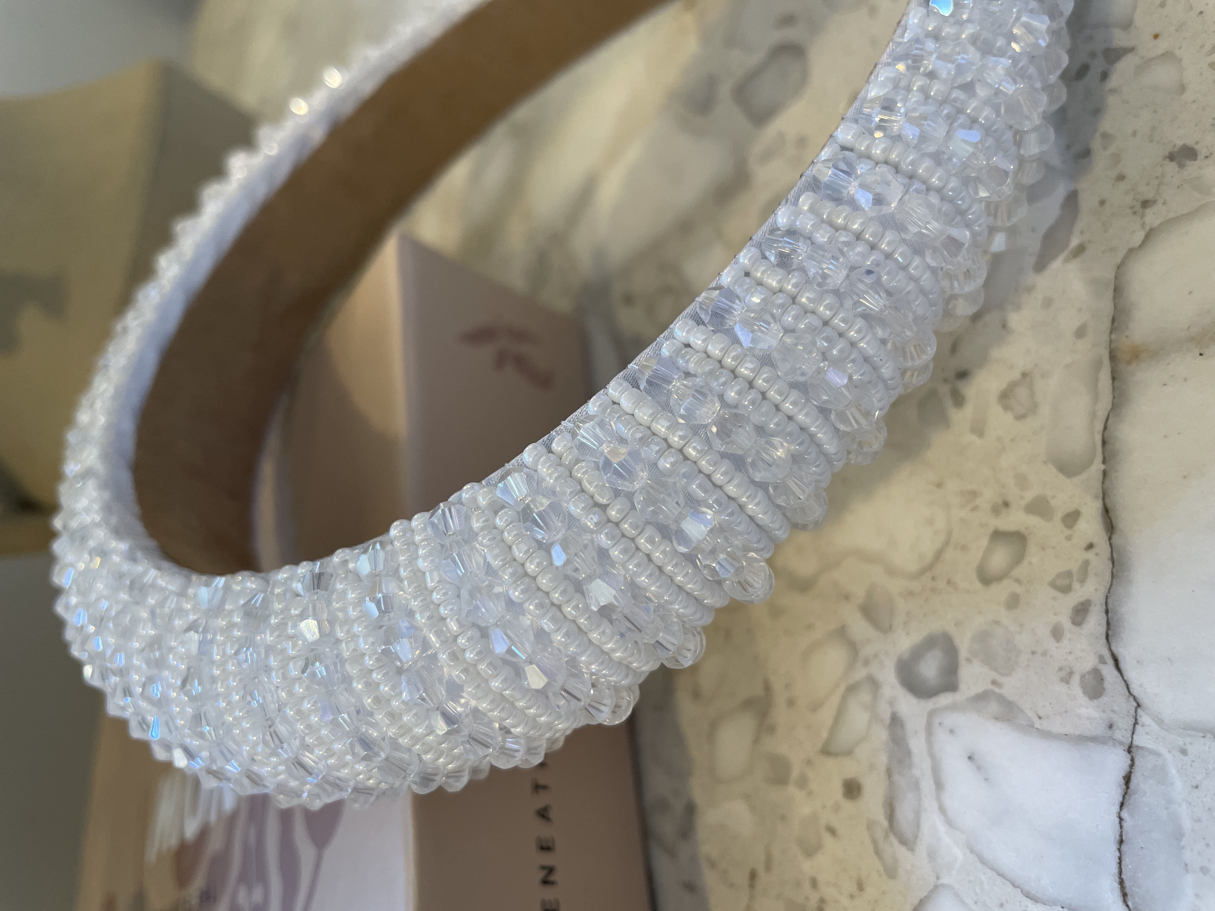 Crystal Beaded Headband - White