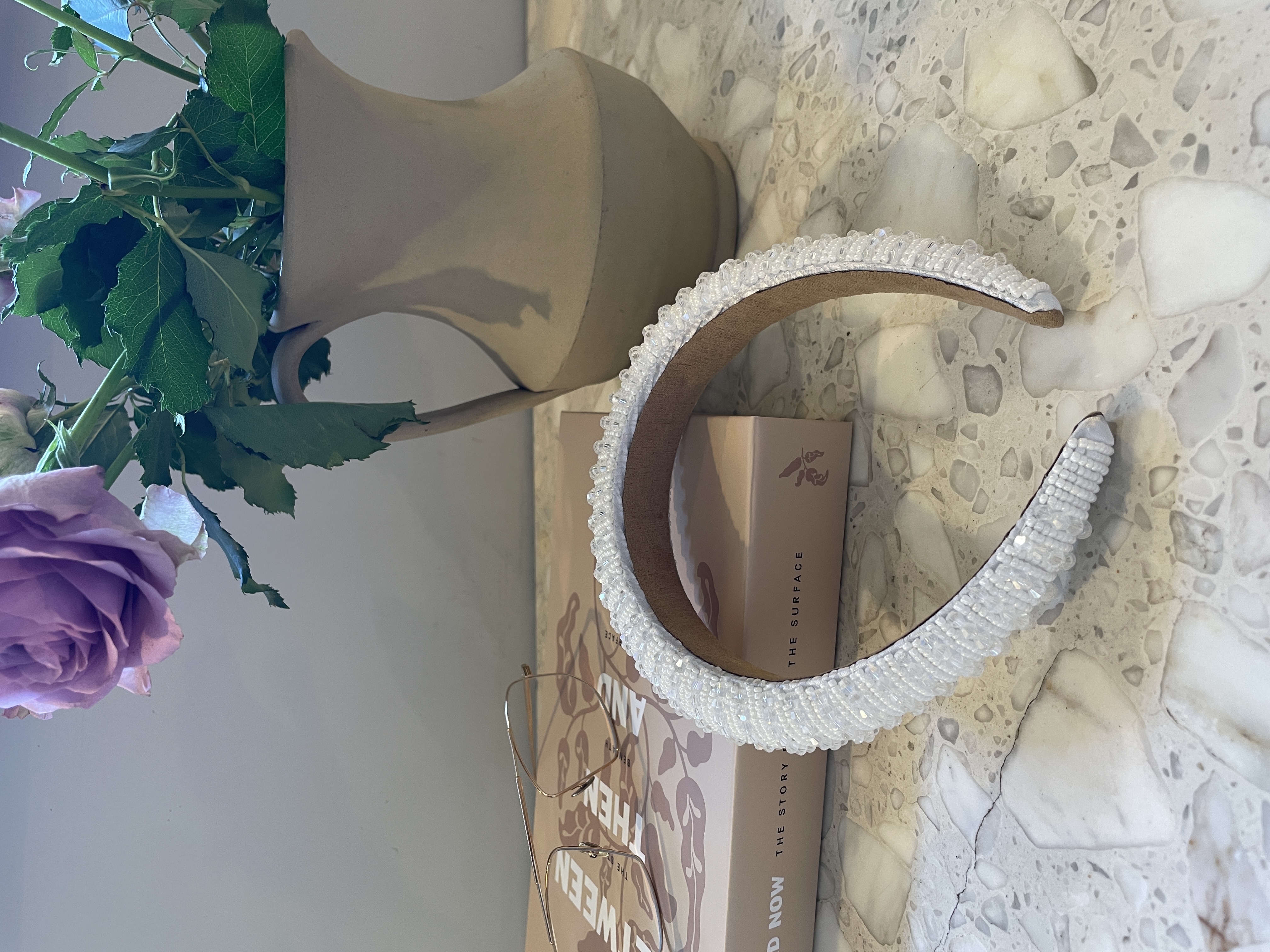 Crystal Beaded Headband - White